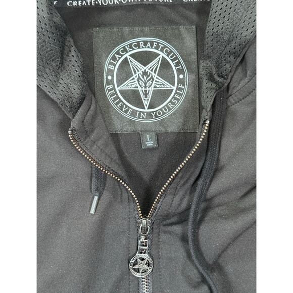 BlackCraft Cult Hoodie Mens Large Full Zip Camo Black Gray Baphomet Occult Witch - Picture 7 of 9